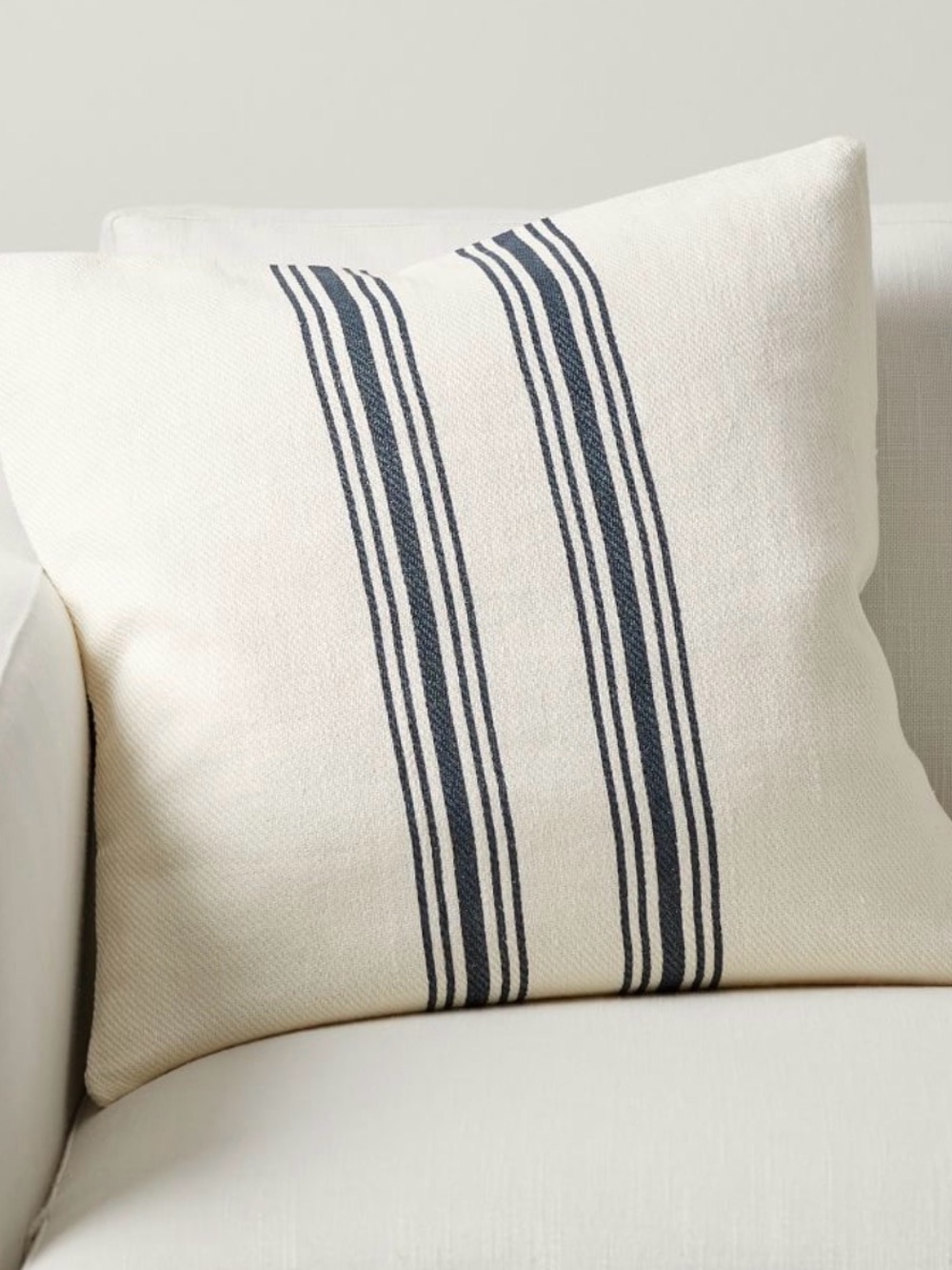 Pottery Barn 20x20 Linen Grain Sack Stripe Pillow Cover Cream Navy